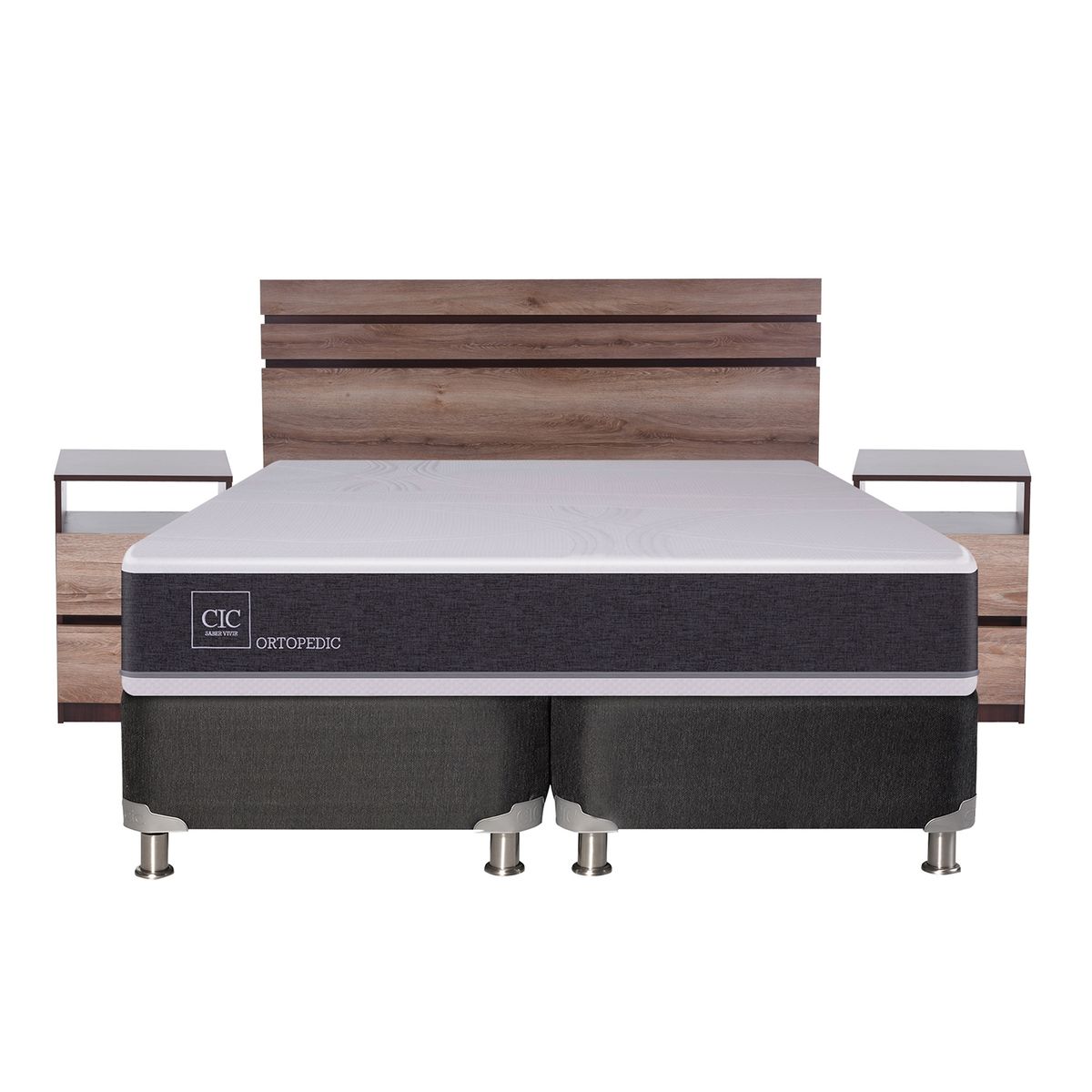 CIC - Box Spring Ortopedic King Base Dividida 180x200 cm + Muebles Ares Cic