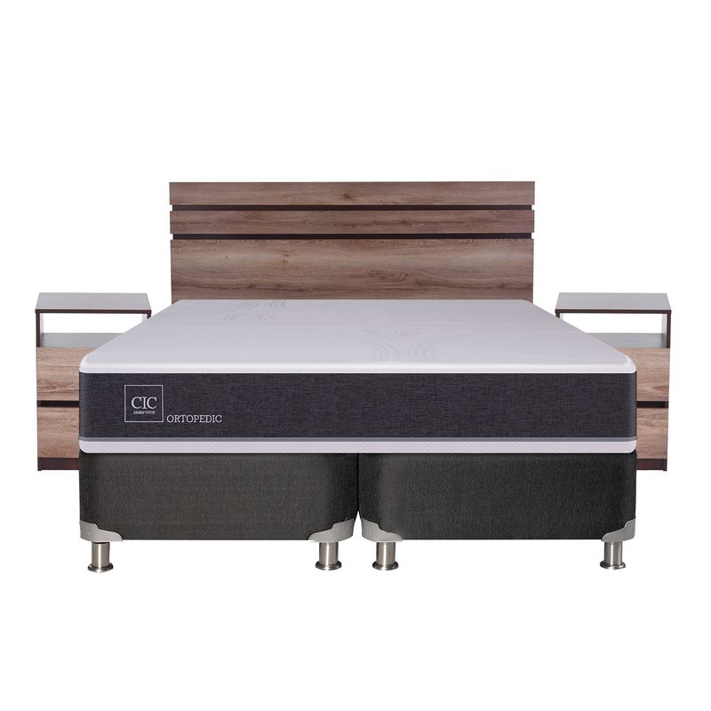 CIC - Box Spring Ortopedic King Base Dividida 180x200 cm + Muebles Ares Cic