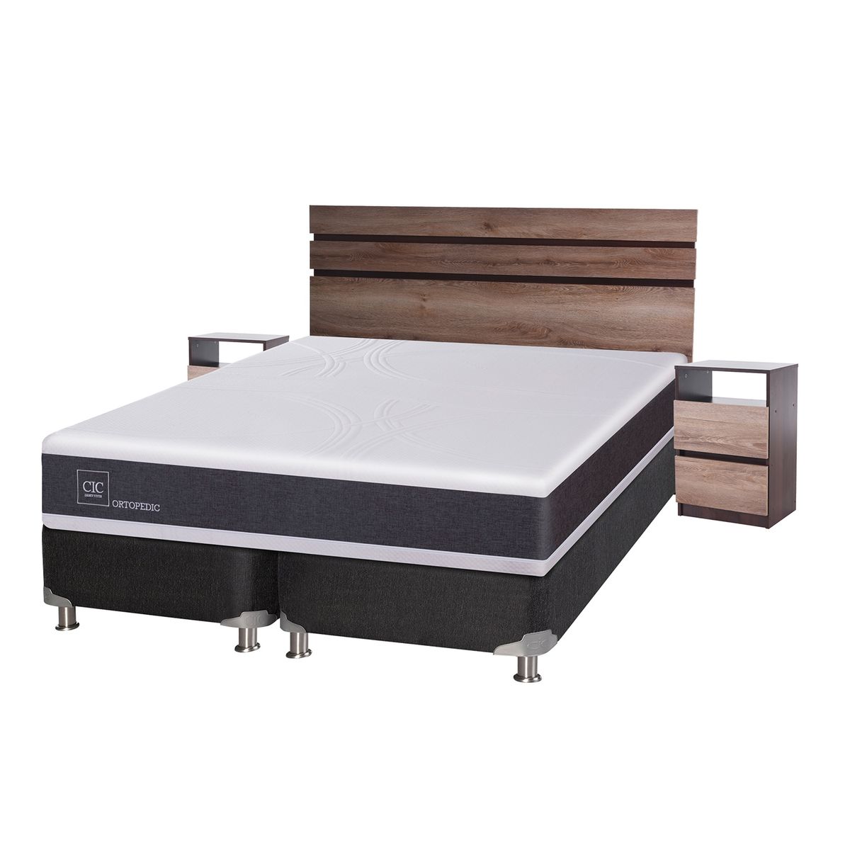 CIC - Box Spring Ortopedic King Base Dividida 180x200 cm + Muebles Ares Cic