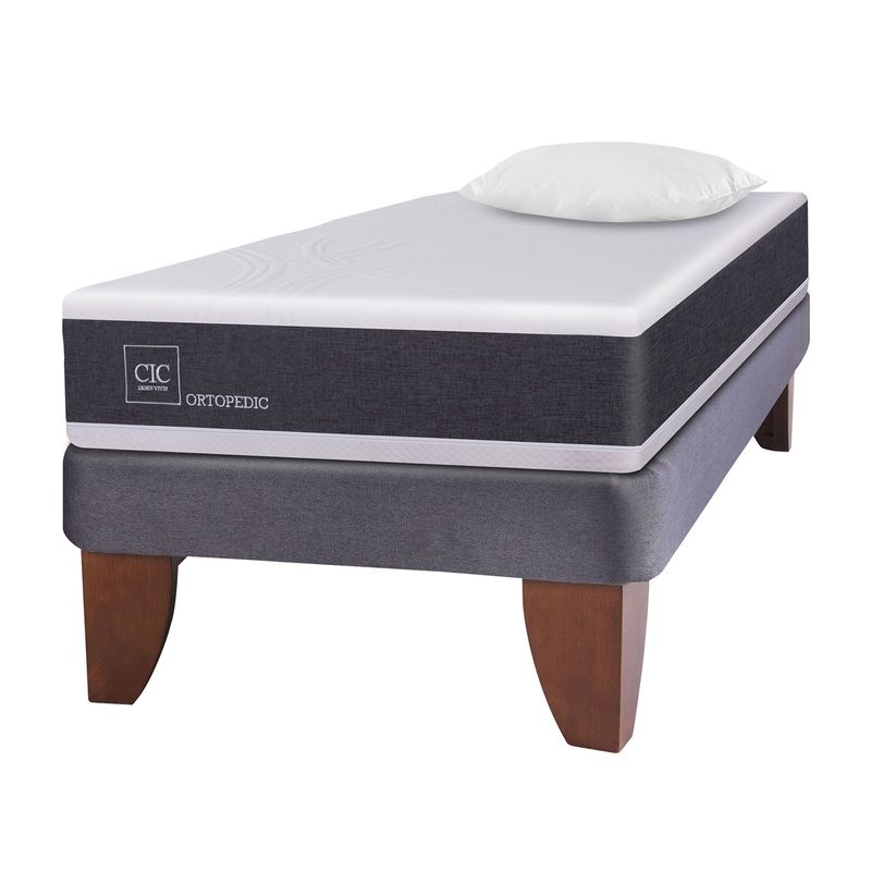 CIC - Cama Europea Ortopedic 1 Plaza Base Normal 90X200 Cm + Almohada Cic