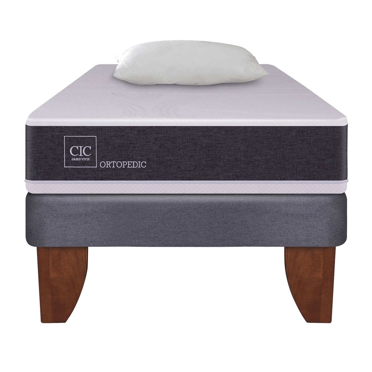CIC - Cama Europea Ortopedic 1 Plaza Base Normal 90X200 Cm + Almohada Cic