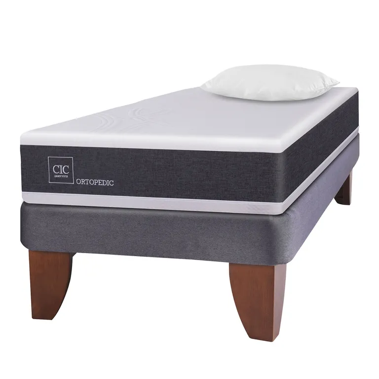 CIC Cama Europea Ortopedic 1.5 Plazas Base Normal 105X200 Cm + Almohada