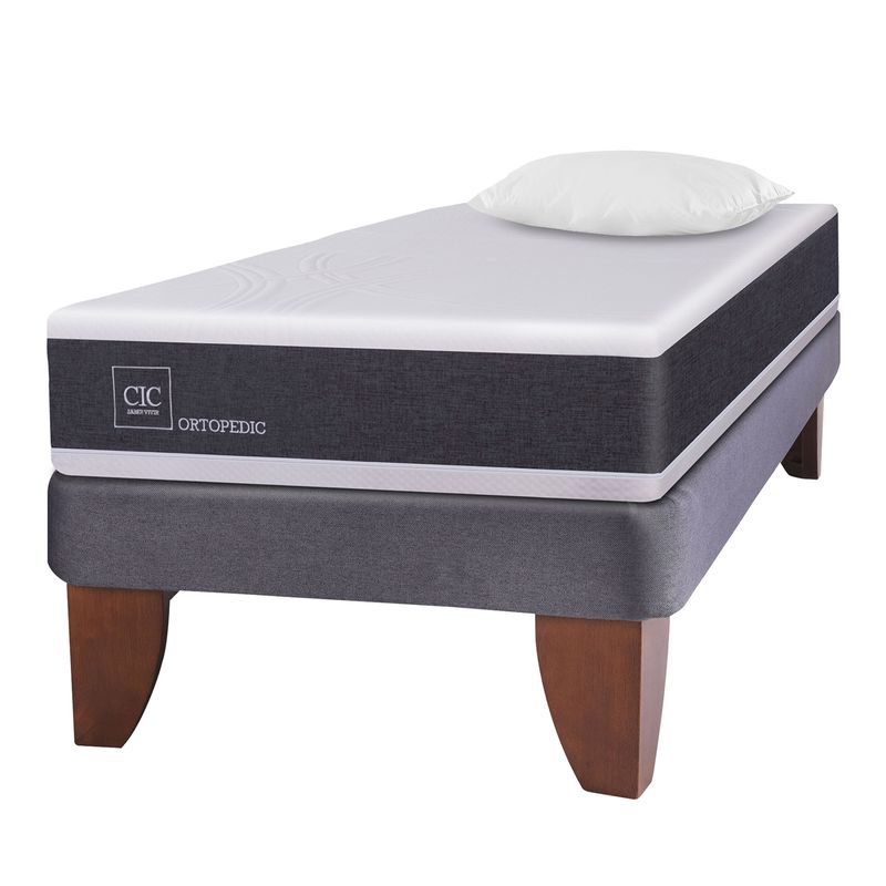 CIC - Cama Europea Ortopedic 1.5 Plazas Base Normal 105x200 cm + Almohada Cic