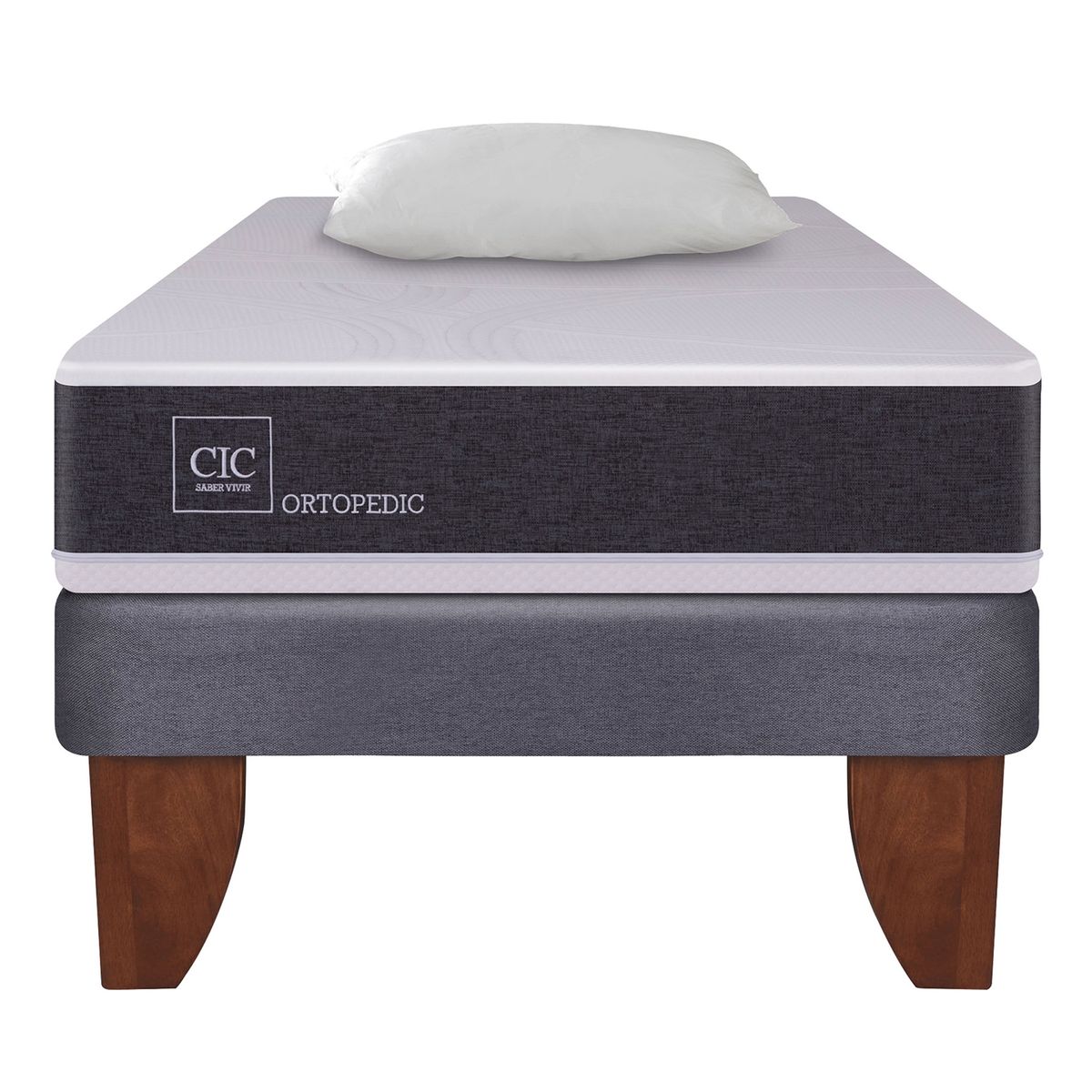 CIC - Cama Europea Ortopedic 1.5 Plazas Base Normal 105X200 Cm + Almohada Cic