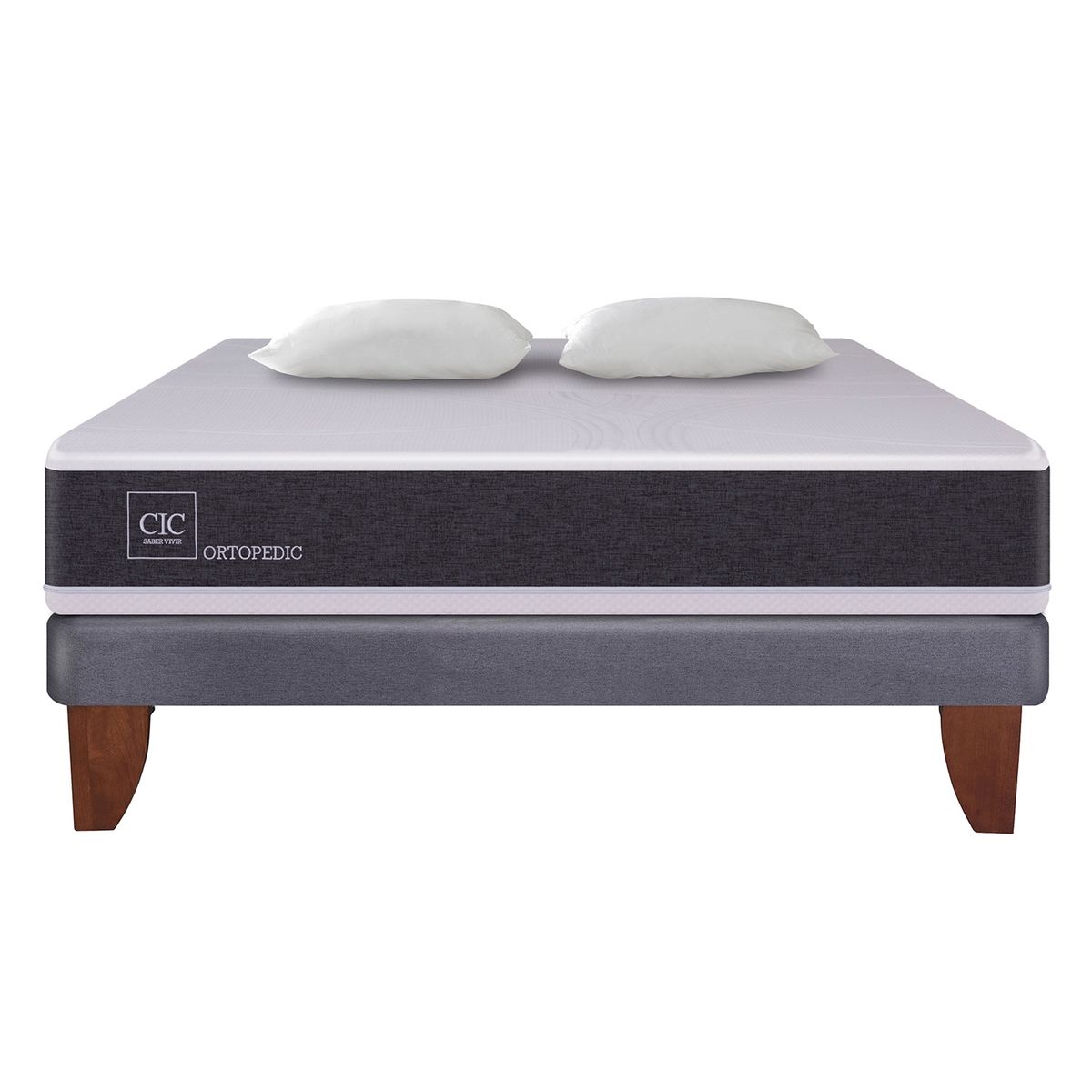 CIC Cama Europea Ortopedic 2 Plazas Base Normal 150X200 Cm + Almohadas ...