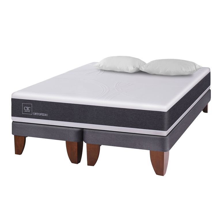 CIC Cama Europea Ortopedic King Base Dividida 180X200 Cm + Almohadas