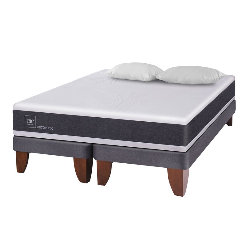 CIC - Cama Europea Ortopedic King Base Dividida 180x200 cm + Almohadas Cic