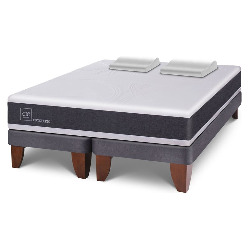 CIC - Cama Europea Ortopedic 2 Plazas Base Dividida 150x200 cm + Almohadas Viscoelásticas Cic