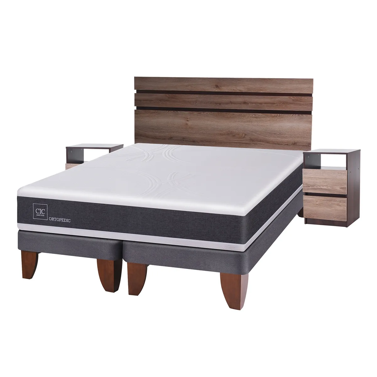 CIC - Cama Europea Ortopedic 2 Plazas Base Dividida 150X200 Cm + Muebles Ares Cic