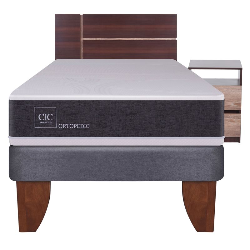 CIC - Cama Europea Ortopedic 1.5 Plaza Base Normal 105X200 Cm + Muebles Enio Cic