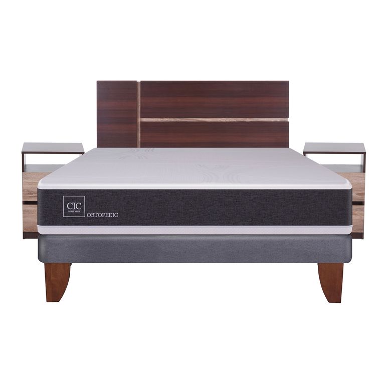 CIC Cama Europea Ortopedic 2 Plazas Base Normal 150X200 Cm + Muebles Enio