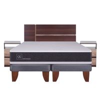 Cama Europea NewOrtopediced 2 Plazas + Respaldo + 2 Veladores