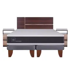 CIC - Cama Europea NewOrtopediced 2 Plazas + Respaldo + 2 Veladores