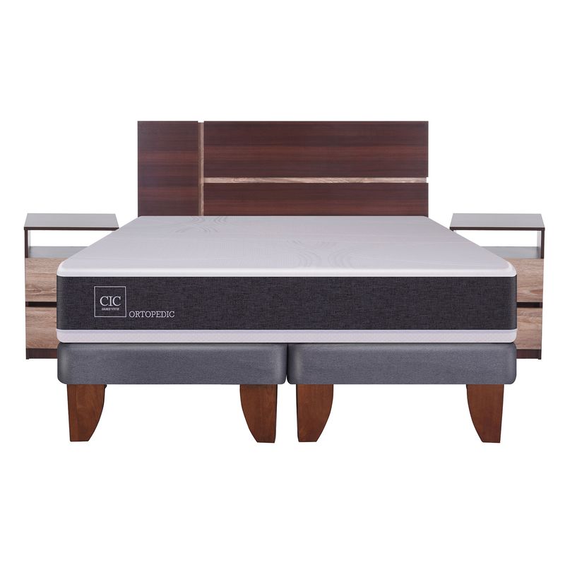 CIC - Cama Europea Ortopedic King Base Dividida 180X200 Cm + Muebles Enio Cic