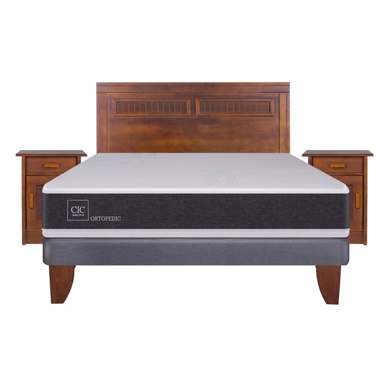CIC Cama Europea Ortopedic 2 Plazas Base Normal 150X200 Cm + Muebles Milán