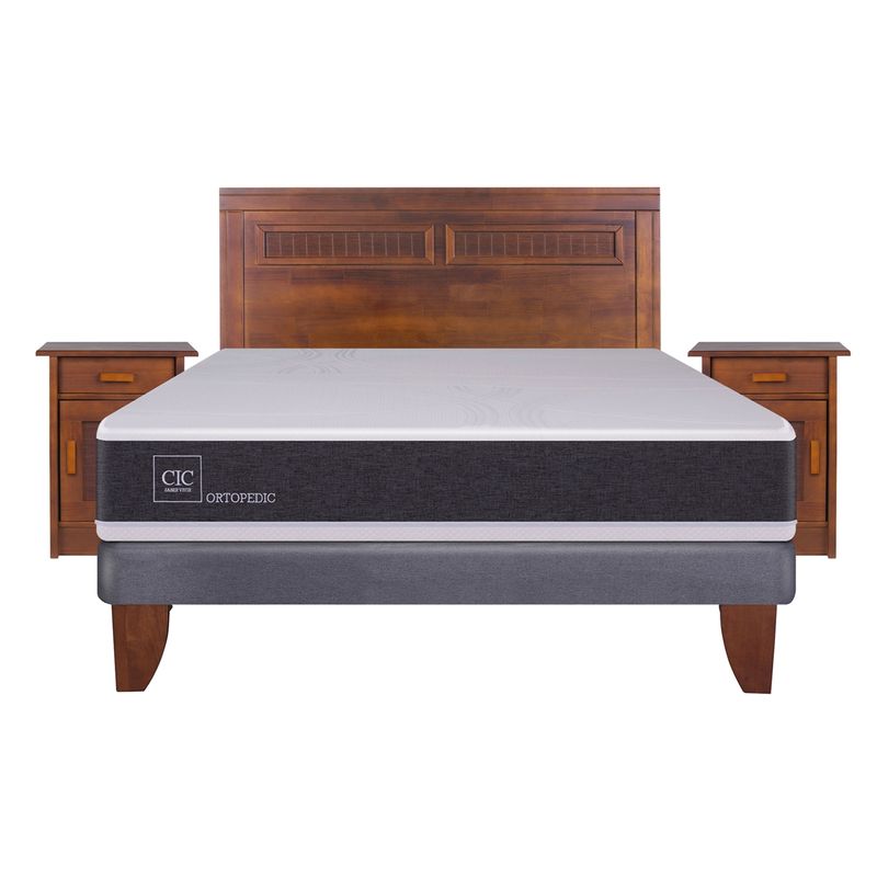 CIC - Cama Europea Ortopedic 2 Plazas Base Normal 150X200 Cm + Muebles Milán Cic