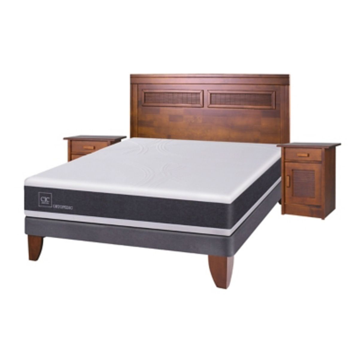CIC - Cama Europea Ortopedic 2 Plazas Base Normal 150X200 Cm + Muebles Milán Cic