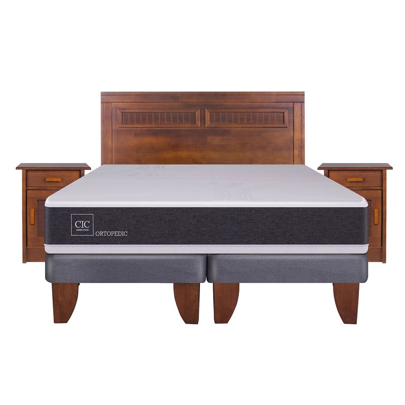 CIC - Cama Europea Ortopedic King Base Dividida 180X200 Cm + Muebles Milán Cic