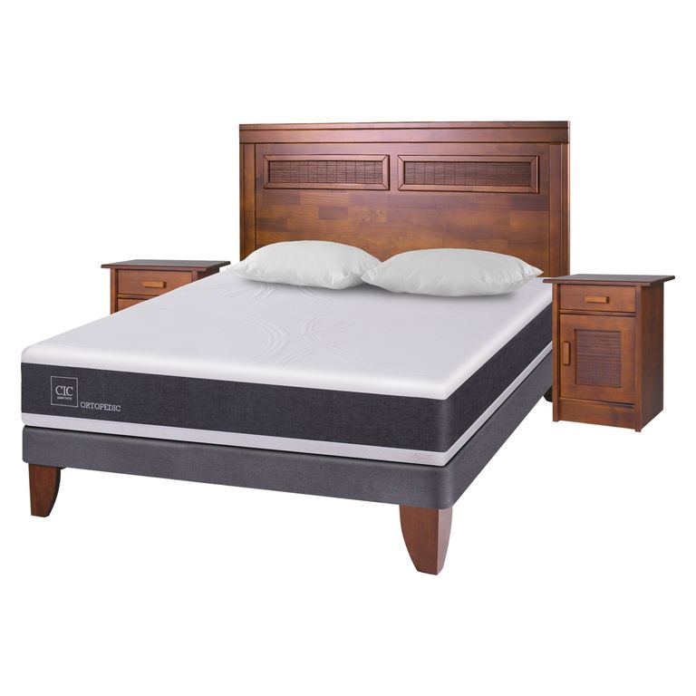CIC Cama Europea Ortopedic 2 Plazas Base Normal Milán + Almohadas