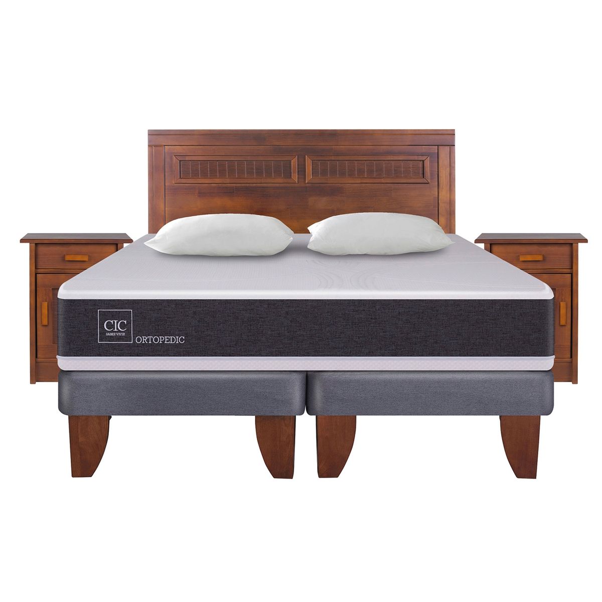 CIC - Cama Europea Ortopedic 2 Plazas Bd 150 X 200 Cm + Almohadas Cic