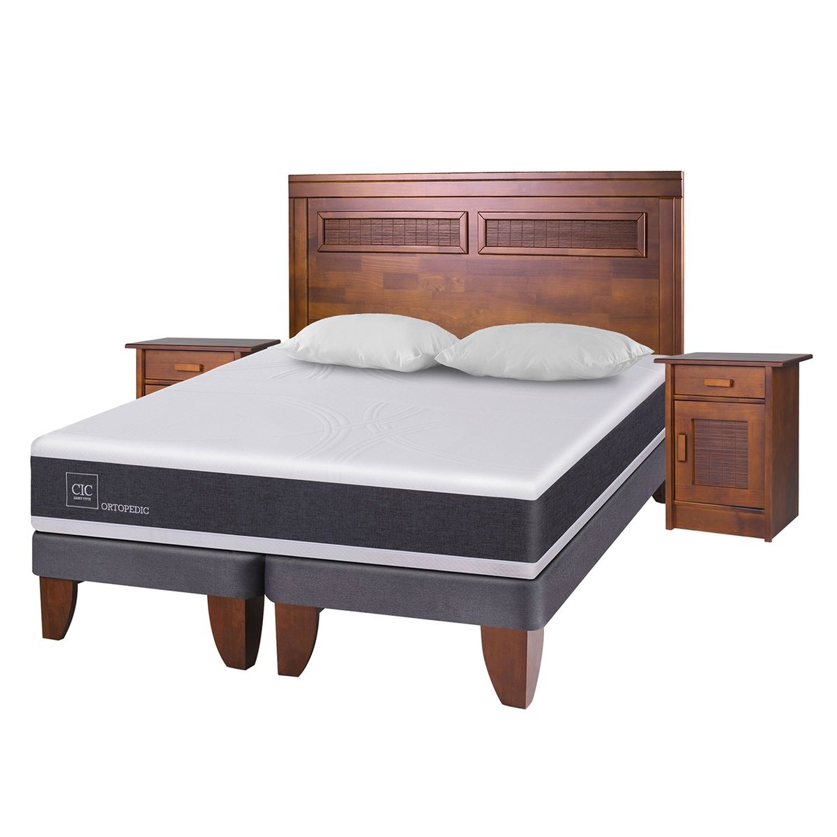 CIC - Cama Europea Ortopedic 2 Plazas Bd 150 X 200 Cm + Almohadas Cic