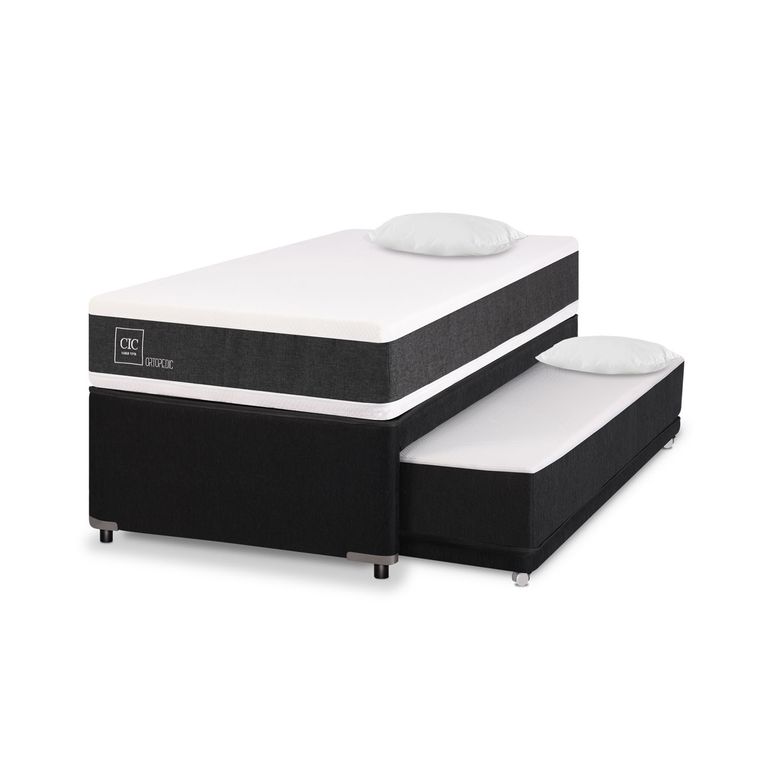 CIC Cama Nido Ortopedic Black 1.5 Plazas + Almohadas
