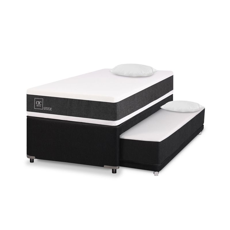 CIC - Cama Nido Ortopedic Black 1.5 Plazas + Almohadas Cic