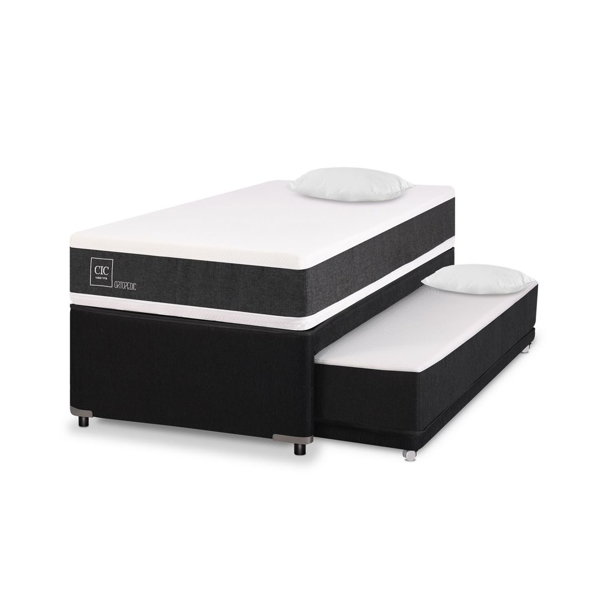 CIC - Cama Nido Ortopedic Black 1.5 Plazas + Almohadas Viscoelásticas