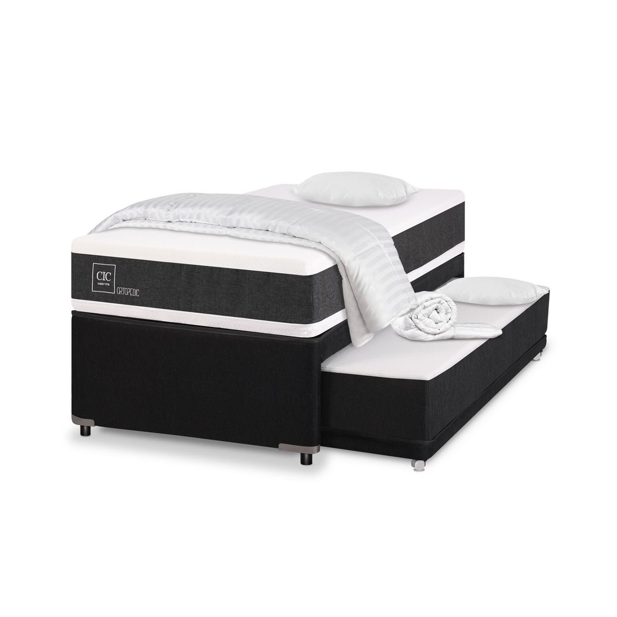 CIC - Cic Cama Nido Ortopedic Black 1.5 Plazas + Textil