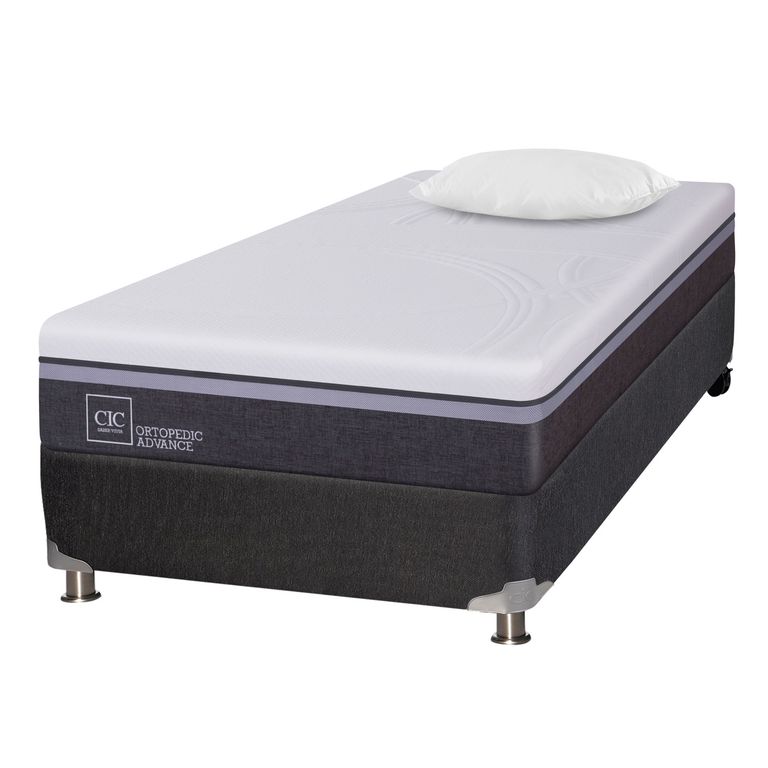 CIC Box Spring Ortopedic Advance Black 1.5 Plazas Base Normal 105x200 cm + Almohada