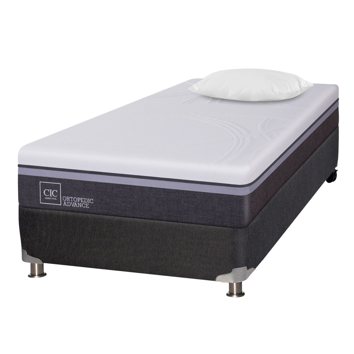 CIC - Box Spring Ortopedic Advance Black 1.5 Plazas Base Normal 105x200 cm + Almohada Cic
