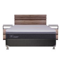 Box Spring Ortop Adva 2 Plazas + Respaldo + 2 Veladores