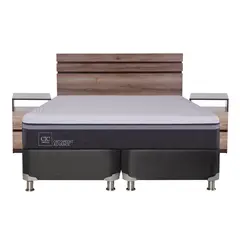CIC - Box Spring Ortop Adva 2 Plazas + Respaldo + 2 Veladores