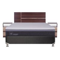 Box Spring Ortop Adva 2 Plazas + Respaldo + 2 Veladores