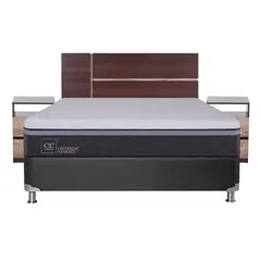 CIC - Box Spring Ortop Adva 2 Plazas + Respaldo + 2 Veladores