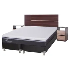 CIC - Box Spring Ortop Adva King + Respaldo + 2 Veladores