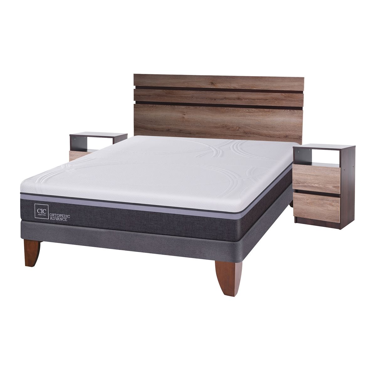 CIC - Cama Europea Ortopedic Advance 2 Plazas Base Normal 150X200 Cm + Muebles Ares Cic