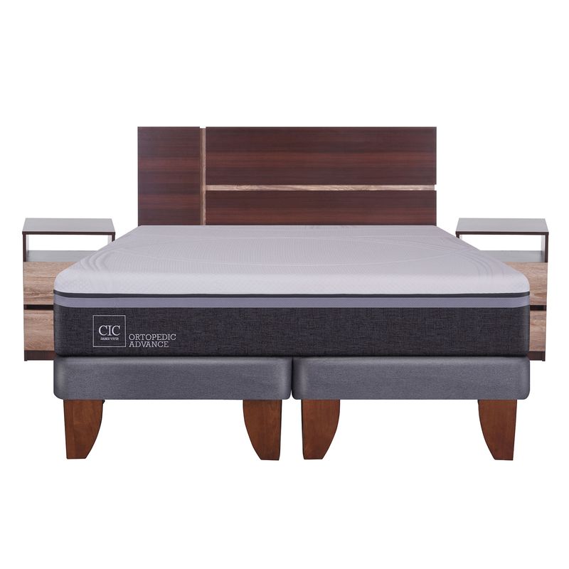 CIC - Cama Europea Ortopedic Advance 2 Plazas Base Dividida 150X200 Cm + Muebles Enio Cic