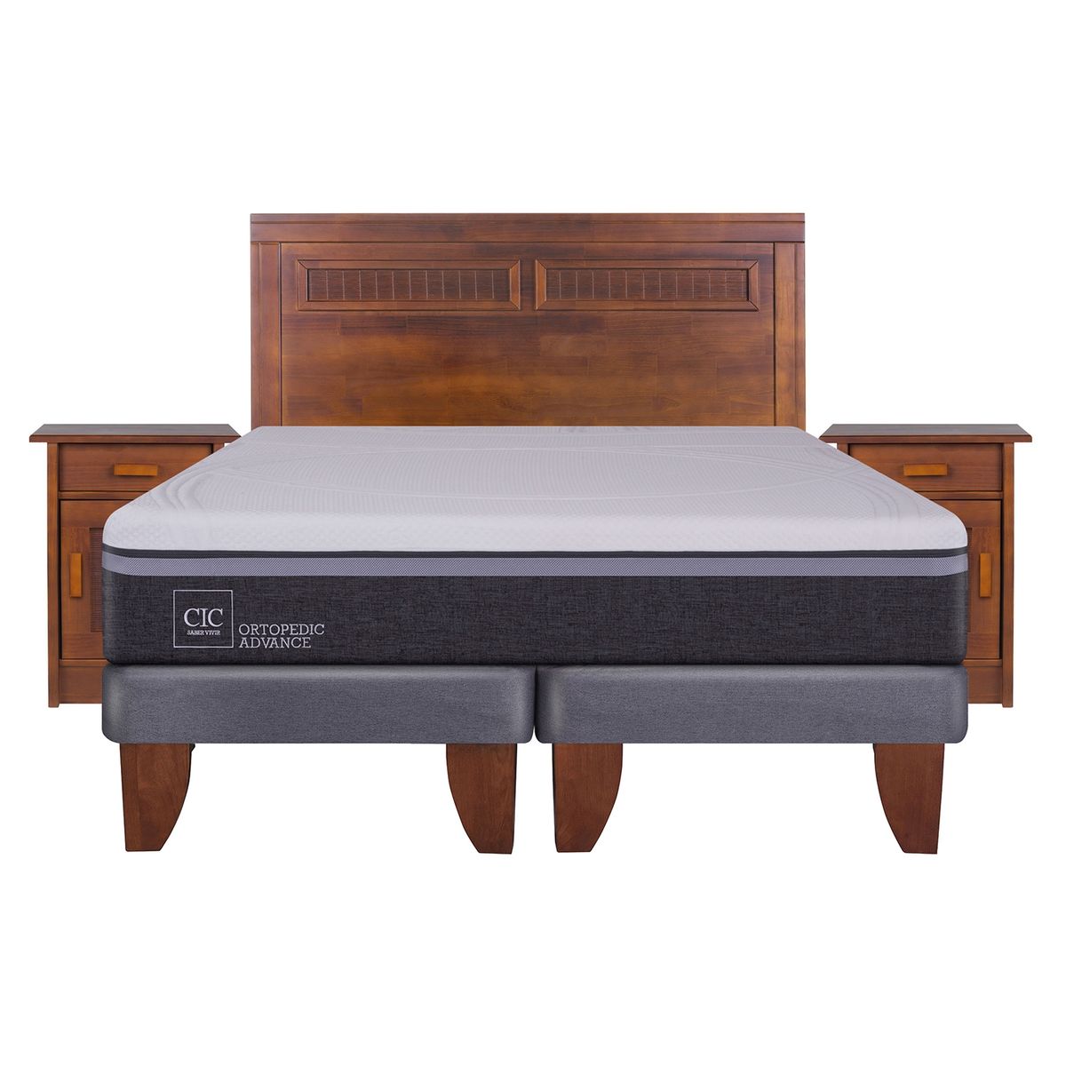 CIC - Cama Europea Ortopedic Advance 2 Plazas Base Dividida 150X200 Cm + Muebles Milán Cic