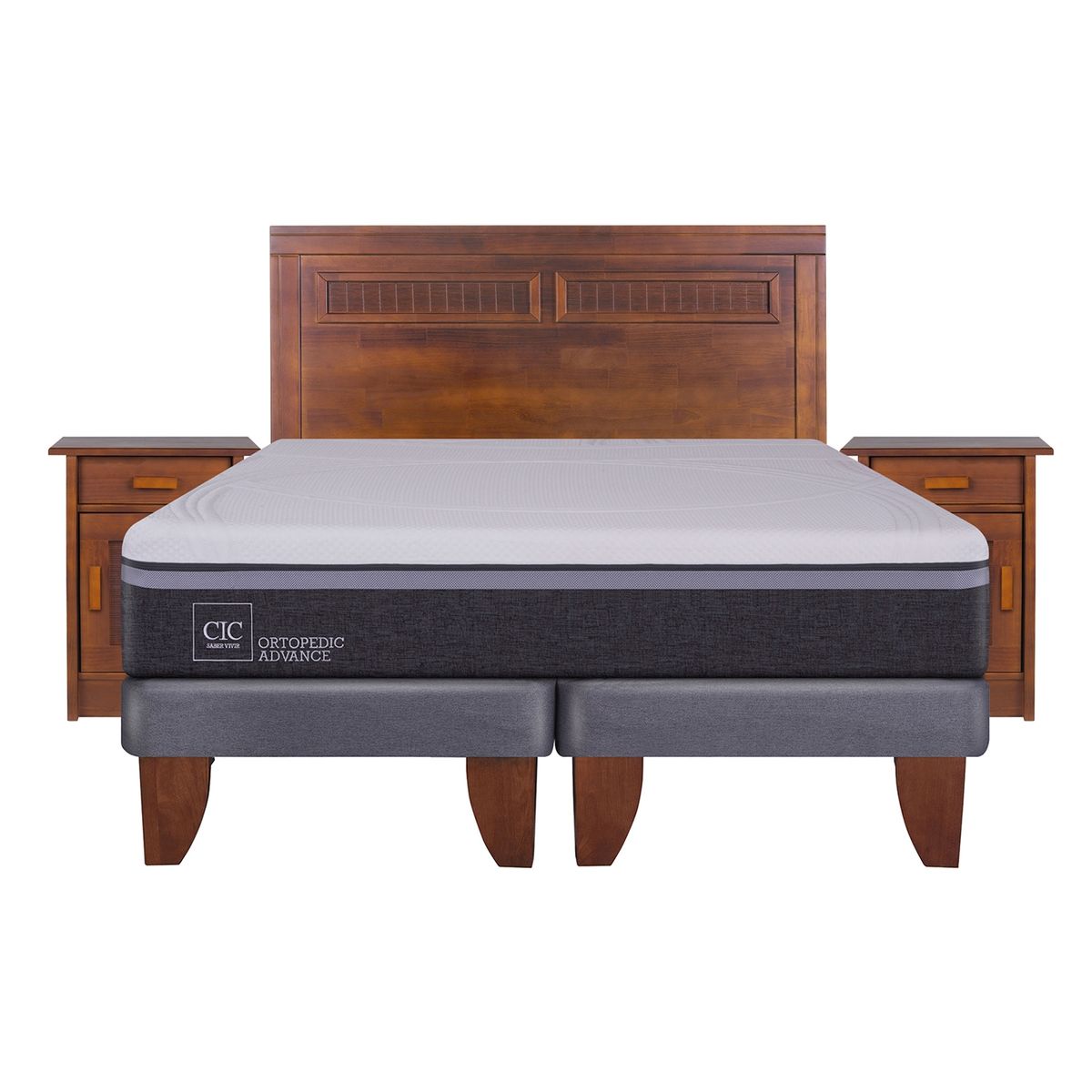 CIC - Cama Europea Ortopedic Advance King Base Dividida 180X200 Cm + Muebles Milán Cic