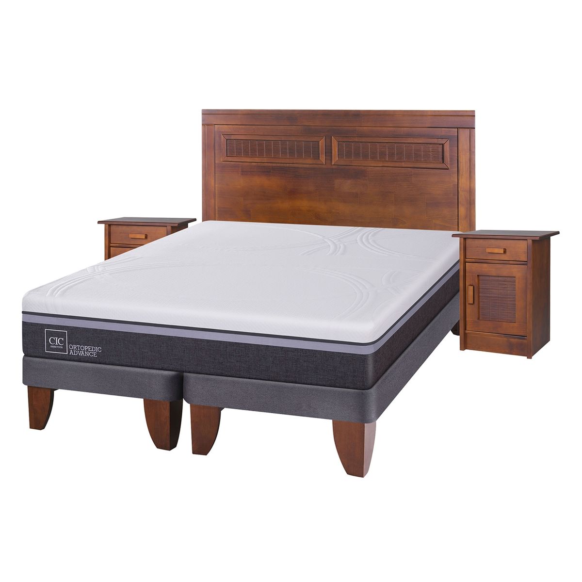 CIC - Cama Europea Ortopedic Advance King Base Dividida 180X200 Cm + Muebles Milán Cic