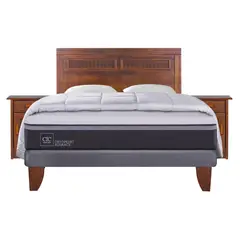 CIC - Cama Europea Ortop Adva 2 Plazas + Respaldo + 2 Veladores