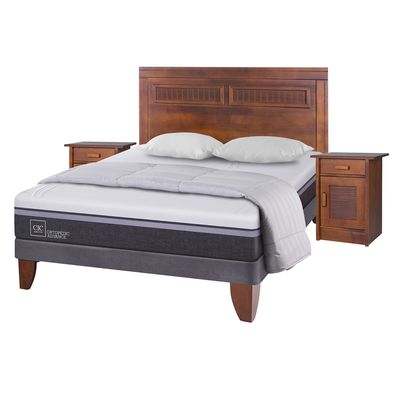 Imagen 2 del producto Cama Europea Ortop Adva 2 Plazas + Respaldo + 2 Veladores