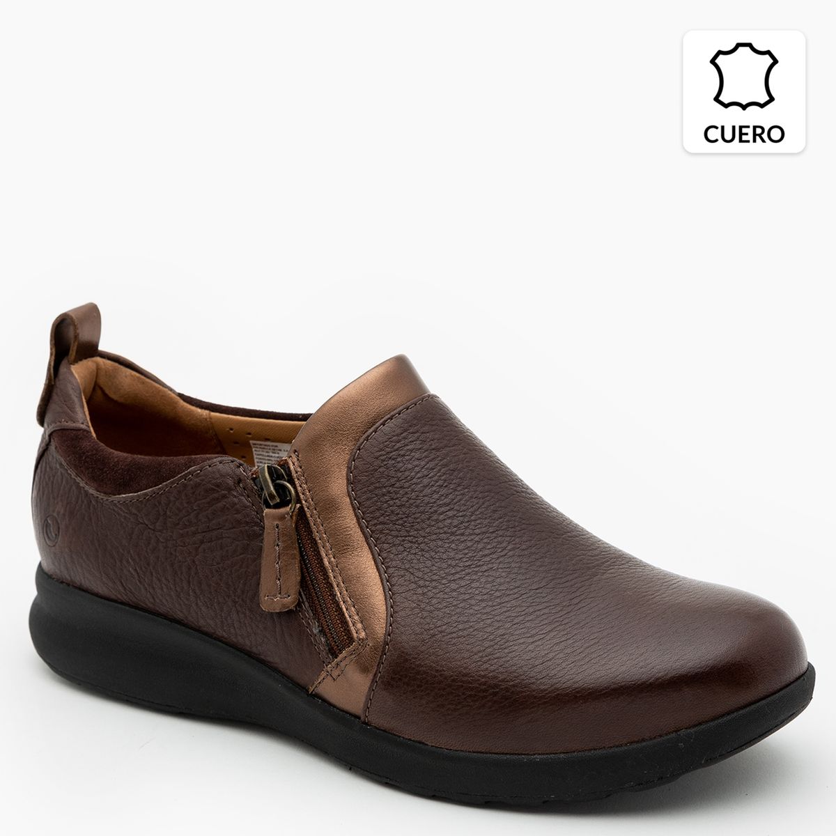 CLARKS - Zapatilla Urbana Mujer Cuero Café