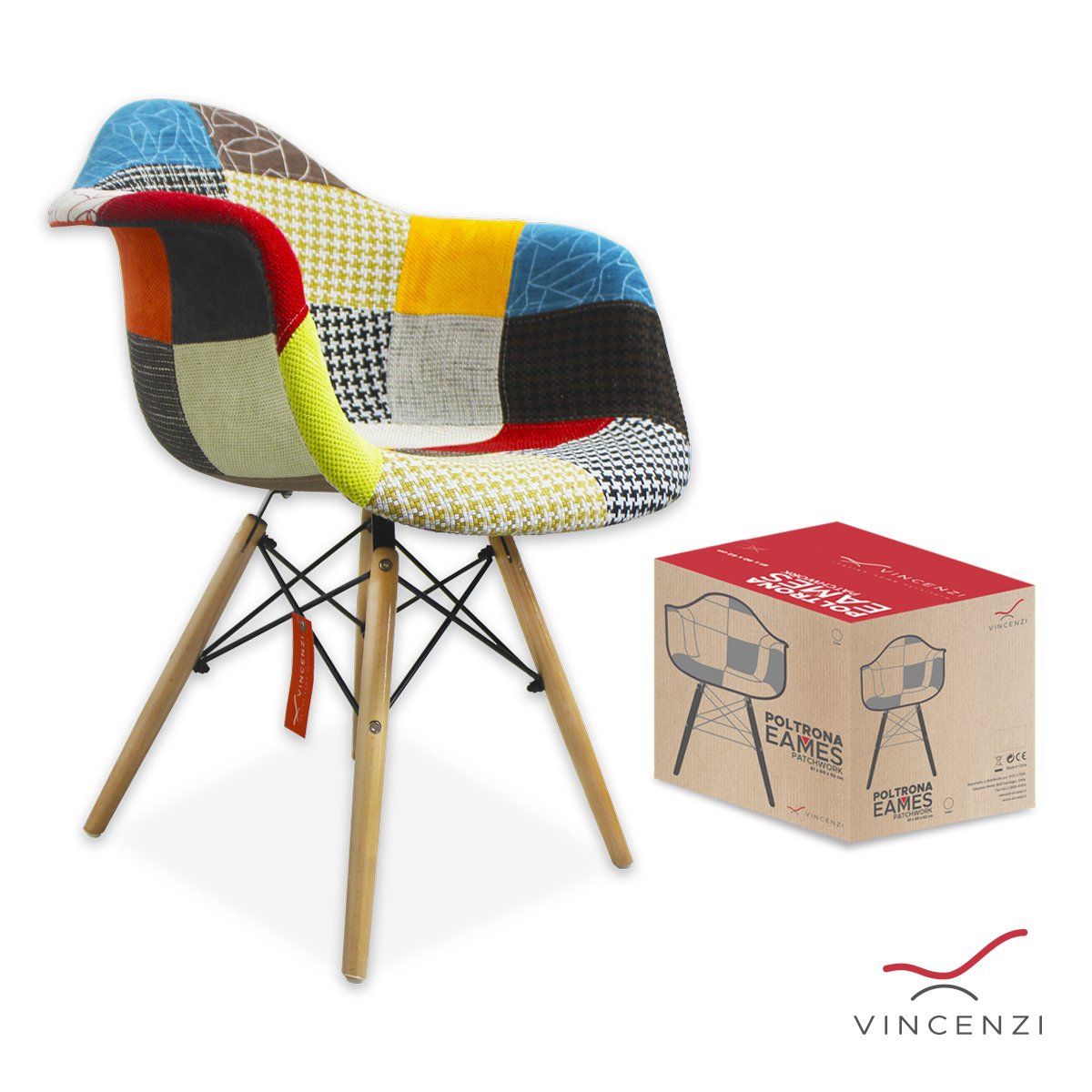 VINCENZI - Silla Poltrona Patchwork Eames Dublin Vincenzi
