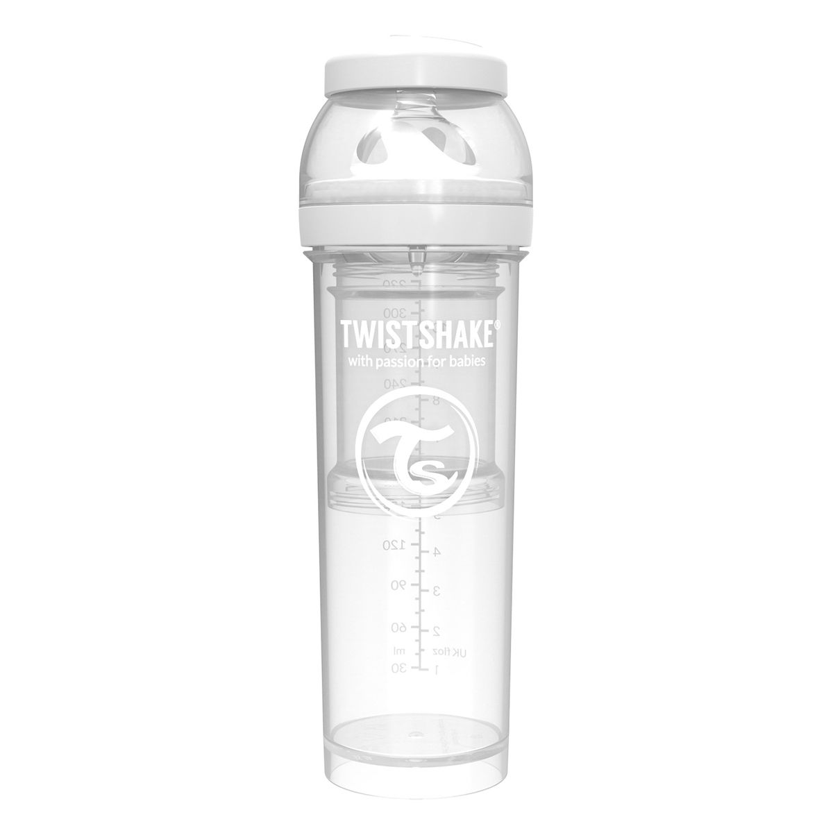 TWISTSHAKE - Mamadera Anti-Cólico 330 Ml Blanco Twistshake