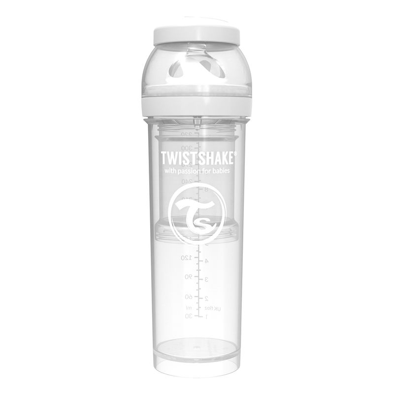 TWISTSHAKE - Mamadera Anti-Cólico 330 Ml Blanco Twistshake