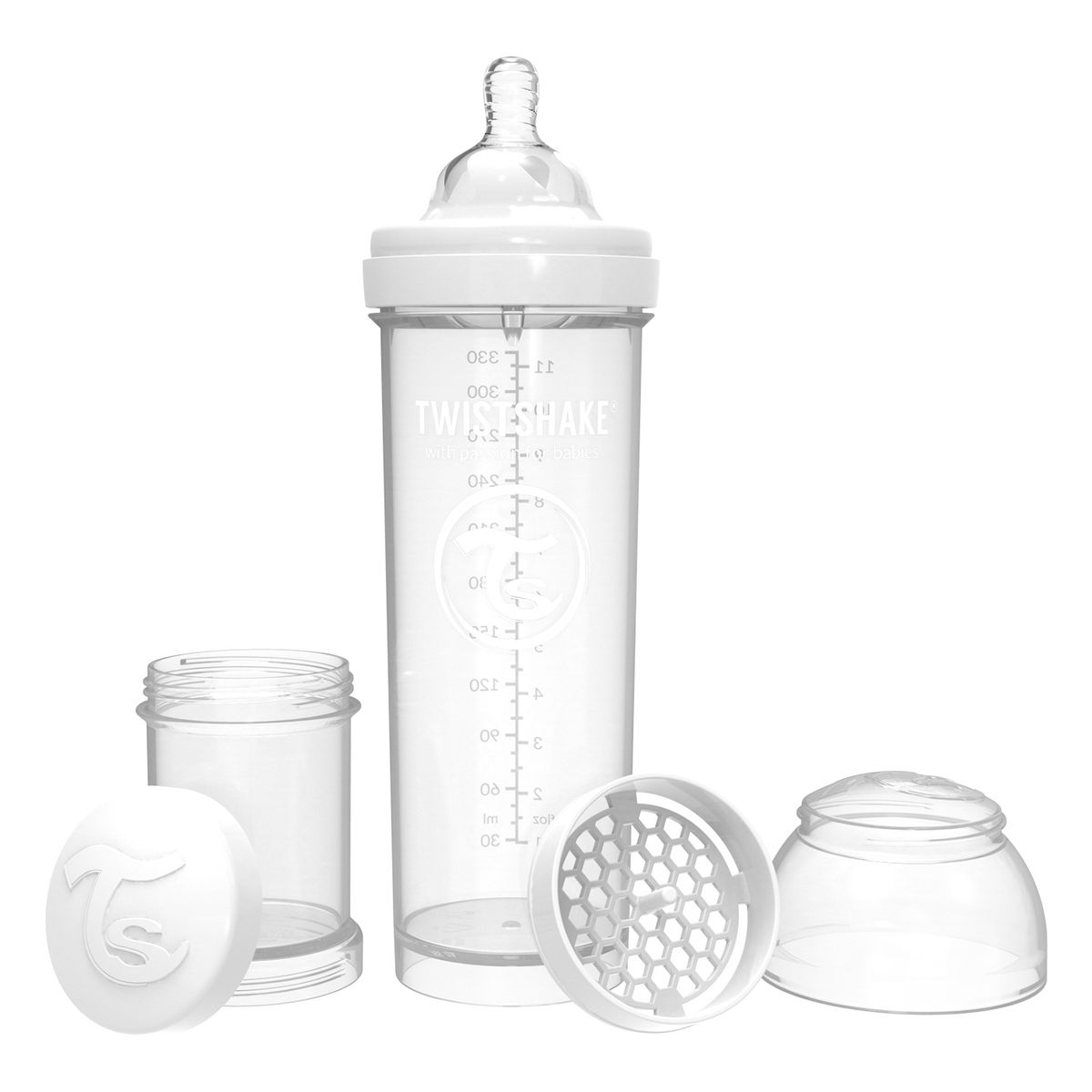 TWISTSHAKE - Mamadera Anti-Cólico 330 Ml Blanco Twistshake