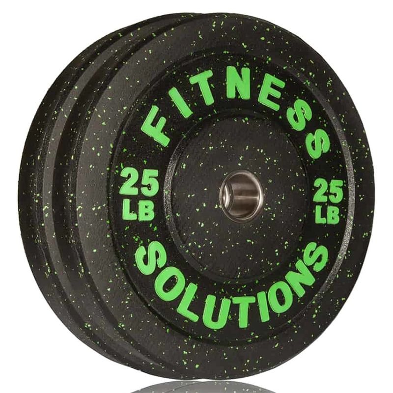 FITNESS SOLUTIONS - Disco Bumper Olímpico Crumb Rubber Par 25 Libras