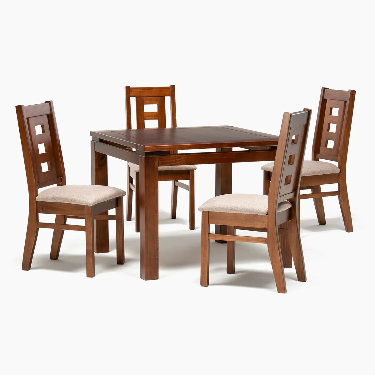 DAGON - Juego De Comedor Cuadrado 4 Sillas Roma Beige Dagon